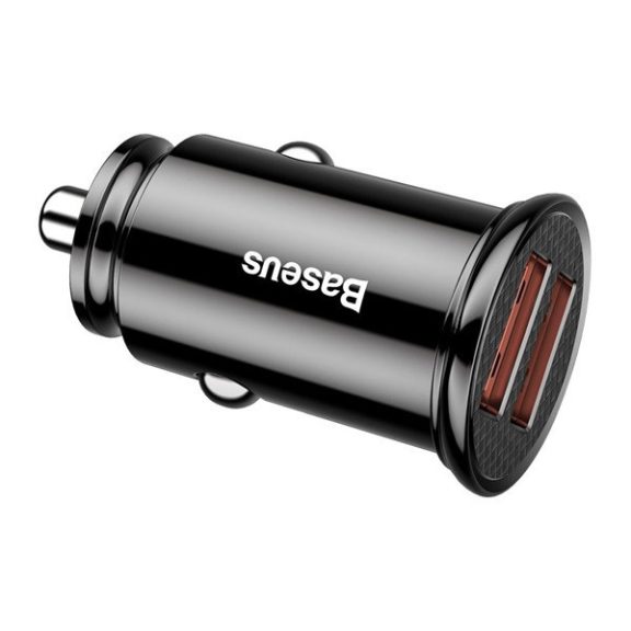 Baseus Circular autós szivargyújtó gyorstöltő, 2xUSB, 30W, fekete