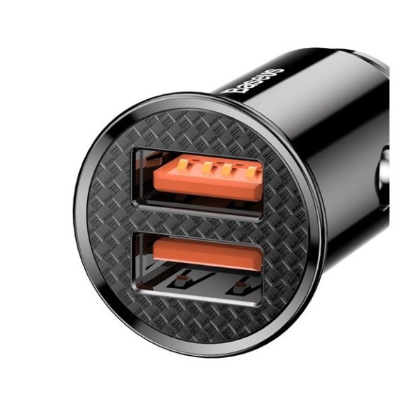 Baseus Circular autós szivargyújtó gyorstöltő, 2xUSB, 30W, fekete