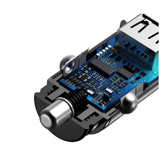 Baseus Circular autós szivargyújtó gyorstöltő, 2xUSB, 30W, fekete