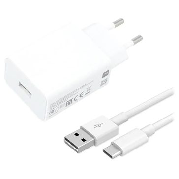   Xiaomi MDY-11-EP hálózati töltő adapter USB-A+ USB-C adatkábel, 22,5W, fehér, ECO csomagolásban