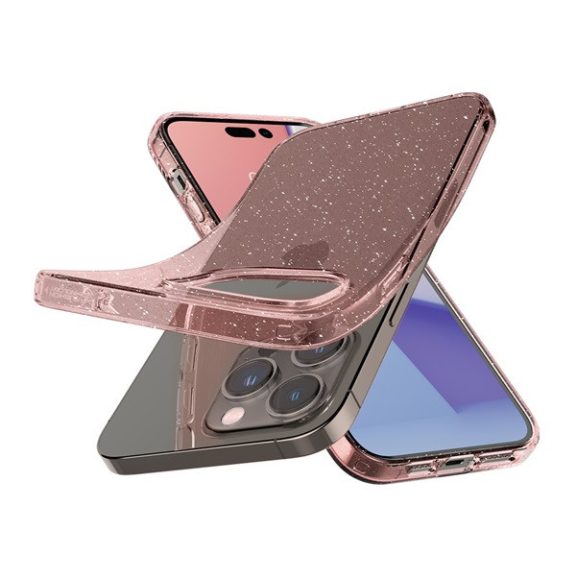 Spigen Liquid Crystal Glitter Apple iPhone 14 Pro tok, Glitter Rose Quartz, átlátszó