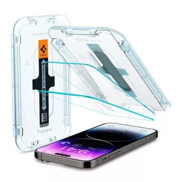   Spigen Glas.tR SLIM EZ Fit Apple iPhone 14 Pro Max tempered kijelzővédő fólia felhelyező kerettel (2db)