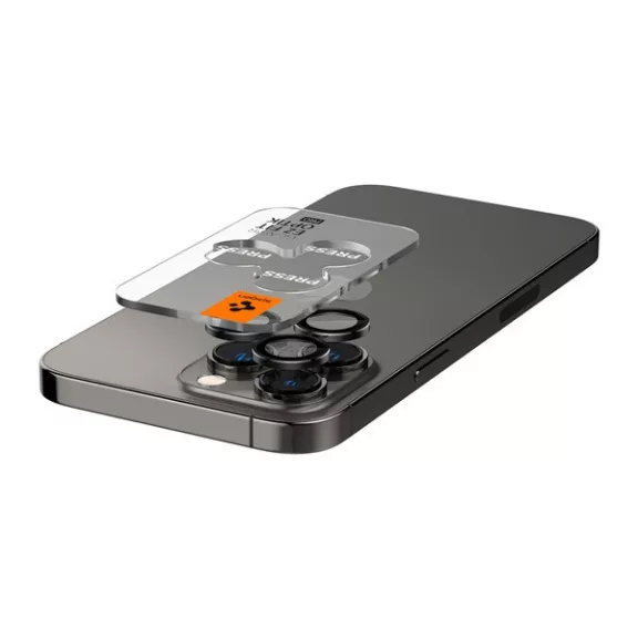 Spigen Glas.tR EZ Fit Optik Pro Apple iPhone 14 Pro / 14 Pro Max / 15 Pro / 15 Pro Max / 16 Pro / 16 Pro Max / 17 Pro / 17 Pro Max, Tempered kameralencse-védő fólia felhelyező kerettel, fekete (2db)