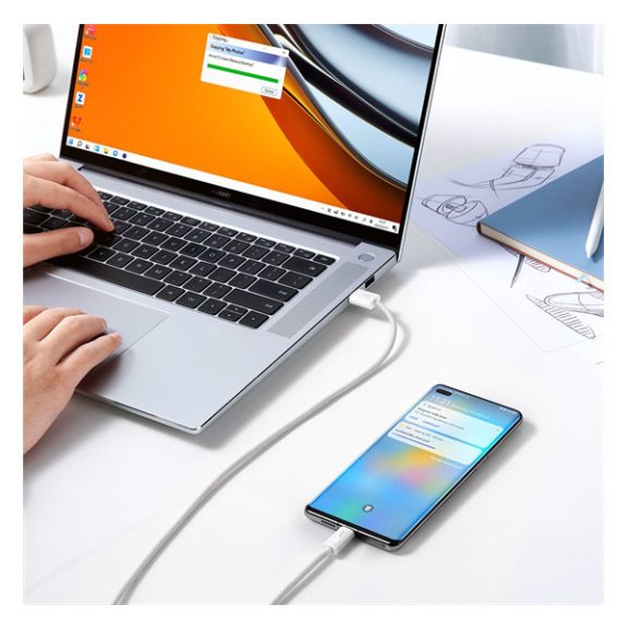 Baseus Dynamic USB / USB-C gyorstöltő töltő- és adatkábel, 100W, 1m, fehér
