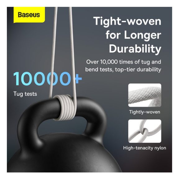 Baseus Dynamic USB / USB-C gyorstöltő töltő- és adatkábel, 100W, 1m, fehér