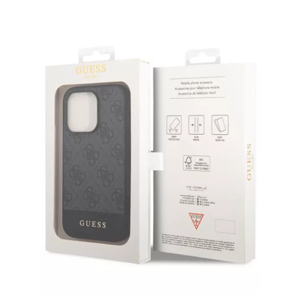 Guess 4G Stripe Apple iPhone 14 Pro Max szilikon hátlap tok, szürke