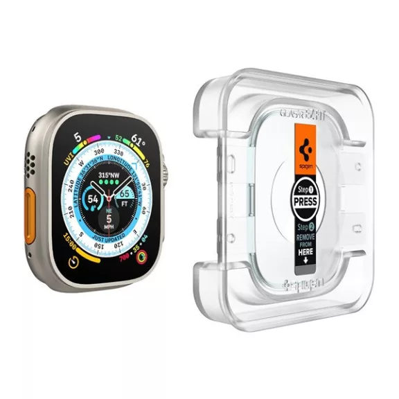 Spigen Glas.tR EZ Fit Apple Watch Ultra 3 / 2 / 1 49mm tempered kijelzővédő fólia felhelyező kerettel (2db)