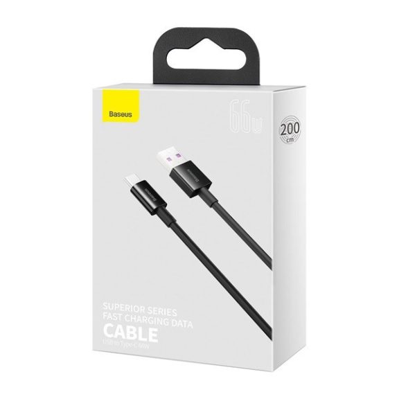 Baseus Superior USB / USB-C töltő- és adatkábel, 66W, 2m, fekete