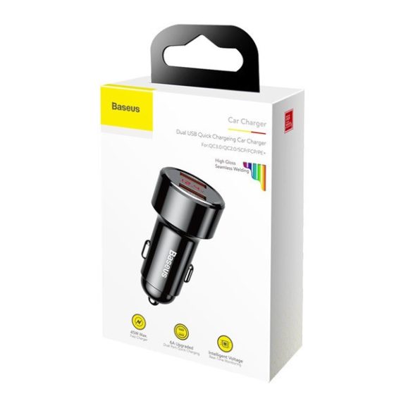 Baseus Magic autós szivargyújtó töltő 2xUSB-A QC 3.0 45W, fekete, CCMLC20A-01