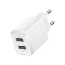 Baseus hálózati gyorstöltő 2xUSB, 10.5W, fehér