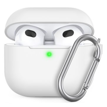   Phoner Simple Apple Airpods 3 szilikon tok akasztóval, fehér