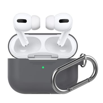   Phoner Simple Apple Airpods Pro szilikon tok akasztóval, sötétszürke