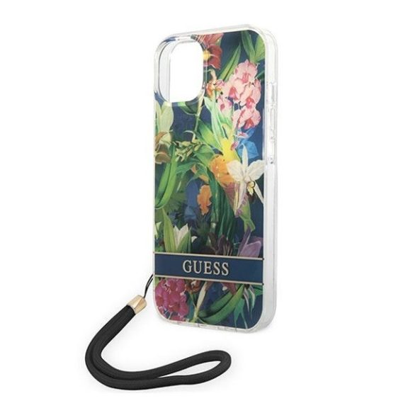 Guess Flower Strap Apple iPhone 14 Plus hátlap tok, kék