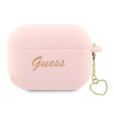   Guess Silicone Charm Heart Apple AirPods Pro 2 tok , rózsaszín