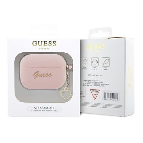 Guess Silicone Charm Heart Apple AirPods Pro 2 tok , rózsaszín