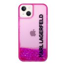 Karl Lagerfeld Liquid Glitter Elong Apple iPhone 14 Plus hátlap tok, rózsaszín