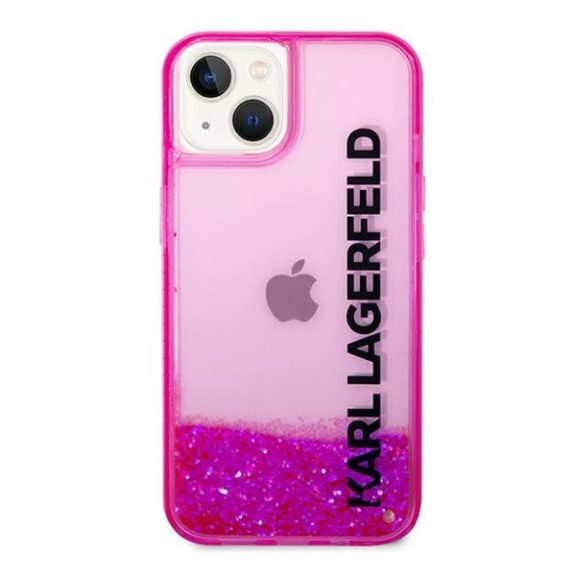 Karl Lagerfeld Liquid Glitter Elong Apple iPhone 14 Plus hátlap tok, rózsaszín
