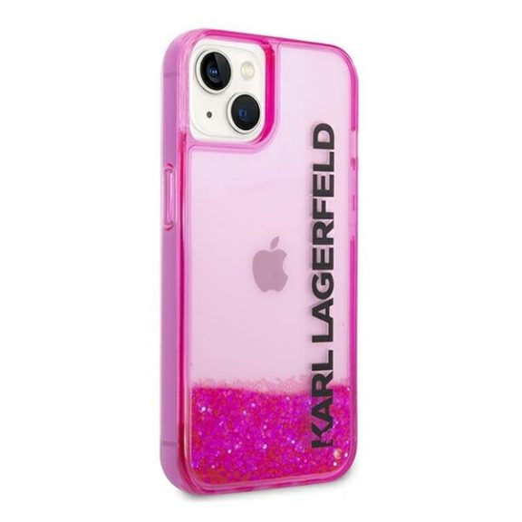 Karl Lagerfeld Liquid Glitter Elong Apple iPhone 14 Plus hátlap tok, rózsaszín