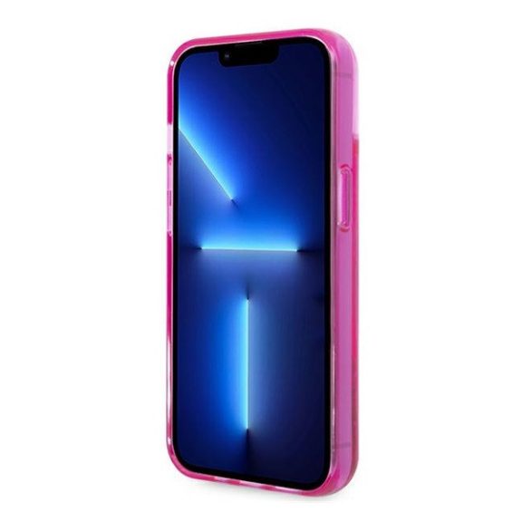 Karl Lagerfeld Liquid Glitter Elong Apple iPhone 14 Plus hátlap tok, rózsaszín