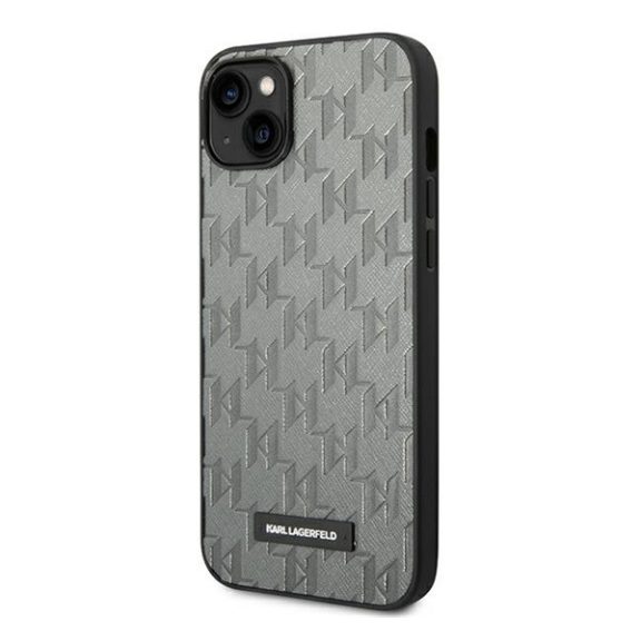 Karl Lagerfeld Saffiano Mono Metal Apple iPhone 14 Plus hátlap tok, szürke