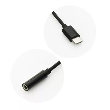   Adapter, USB Type-C - 3.5 mm jack átalakító, fekete (dobozos)