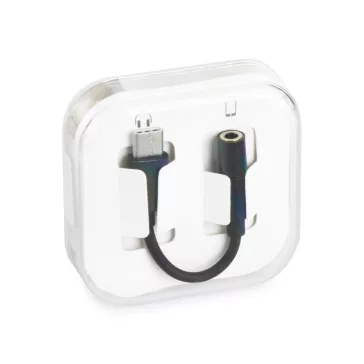   Adapter, USB Type-C - 3.5 mm jack átalakító, fekete (dobozos)