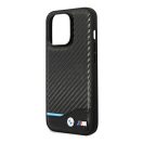 BMW Leather Carbon Apple iPhone 14 Pro hátlap tok, fekete