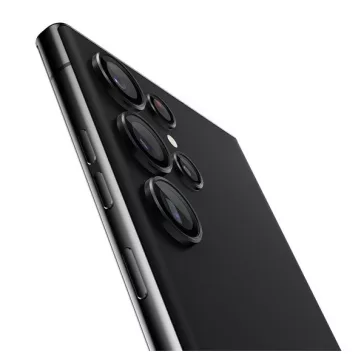   Spigen Glas.tR EZ Fit Optik Pro Samsung Galaxy S23 Ultra Tempered kameralencse-védő fólia felhelyező kerettel, fekete (2db)