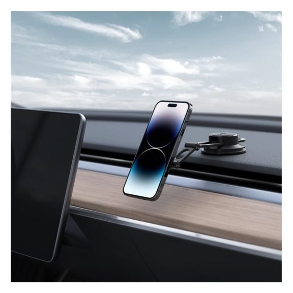 Spigen OneTap ITS35-3 Magsafe mágneses tapadókorongos autós tartó szélvédőre, műszerfalra, fekete