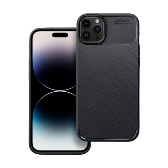 Forcell Carbon Premium Apple iPhone 14 Plus karbon mintás szilikon tok, fekete
