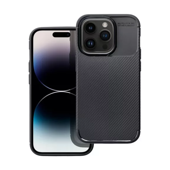 Forcell Carbon Premium Apple iPhone 14 Pro karbon mintás szilikon tok, fekete