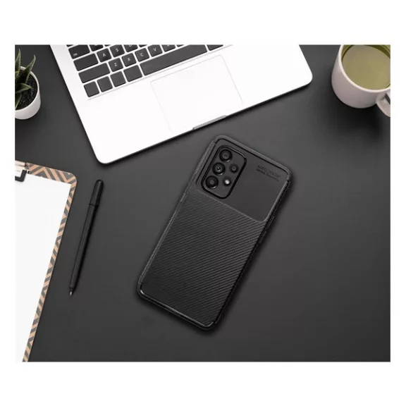 Forcell Carbon Premium Samsung Galaxy A34 5G karbon mintás szilikon tok, fekete