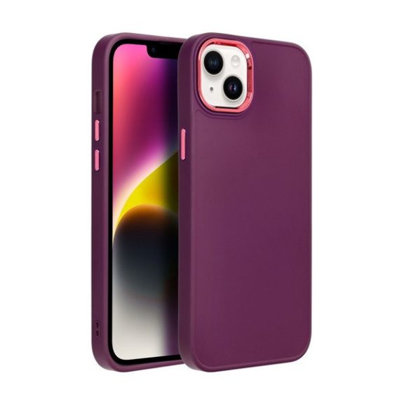 Frame Apple iPhone 14 Plus közepesen ütésálló tok kameravédő kerettel, lila