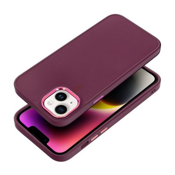 Frame Apple iPhone 14 Plus közepesen ütésálló tok kameravédő kerettel, lila