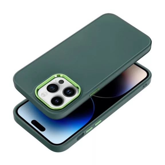 Frame Apple iPhone 14 Pro Max közepesen ütésálló tok kameravédő kerettel, zöld