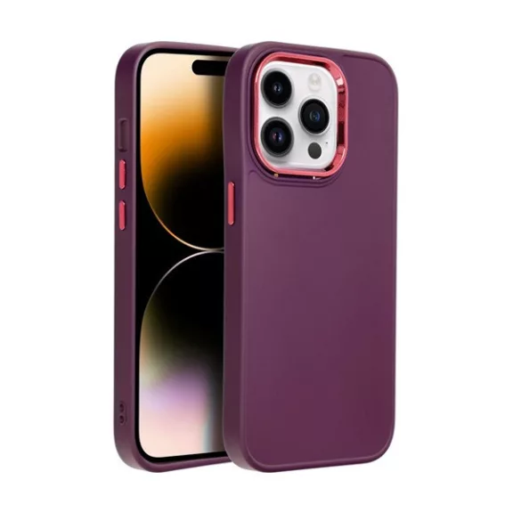 Frame Apple iPhone 14 Pro közepesen ütésálló tok kameravédő kerettel, lila