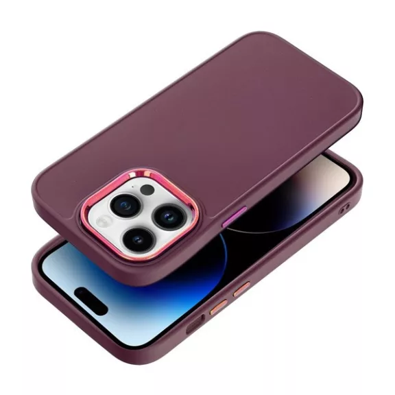 Frame Apple iPhone 14 Pro közepesen ütésálló tok kameravédő kerettel, lila