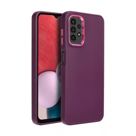 Frame Samsung Galaxy A13 4G közepesen ütésálló tok kameravédő kerettel, lila