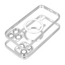 Electro Mag Apple iPhone 14 Pro Max MagSafe szilikon tok kameravédő-lencsével, ezüst