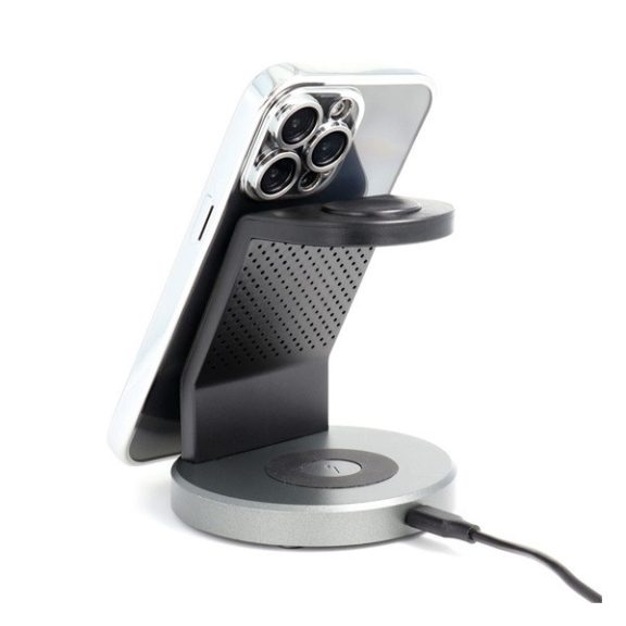 Electro Mag Apple iPhone 14 Pro Max MagSafe szilikon tok kameravédő-lencsével, ezüst