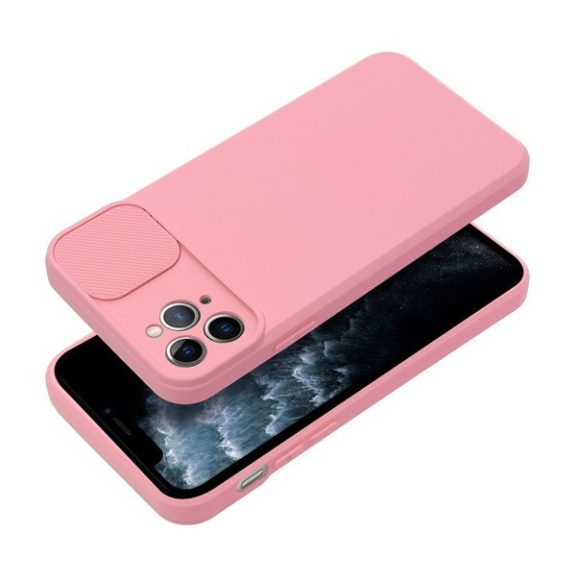 Slide Apple iPhone 11 Pro Max, kameravédős szilikon tok, rózsaszín