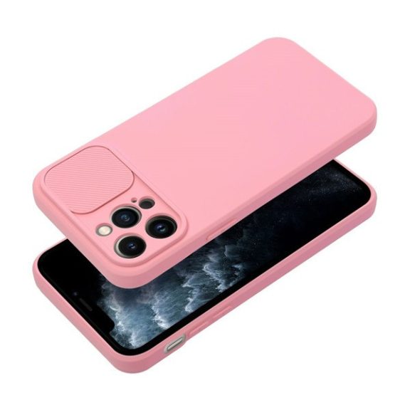 Slide Apple iPhone 12 Pro, kameravédős szilikon tok, rózsaszín
