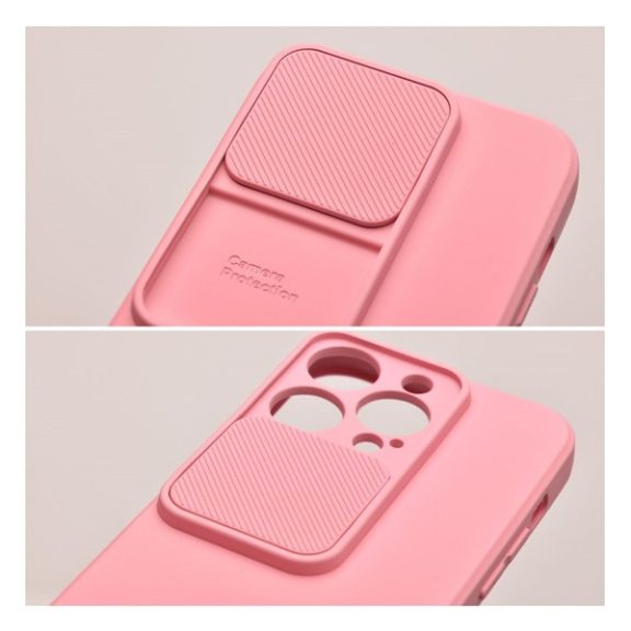 Slide Apple iPhone 12 Pro Max, kameravédős szilikon tok, rózsaszín
