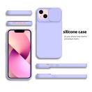 Slide Apple iPhone 13 Pro Max, kameravédős szilikon tok, levendula