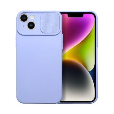   Slide Apple iPhone 14 Plus, kameravédős szilikon tok, levendula