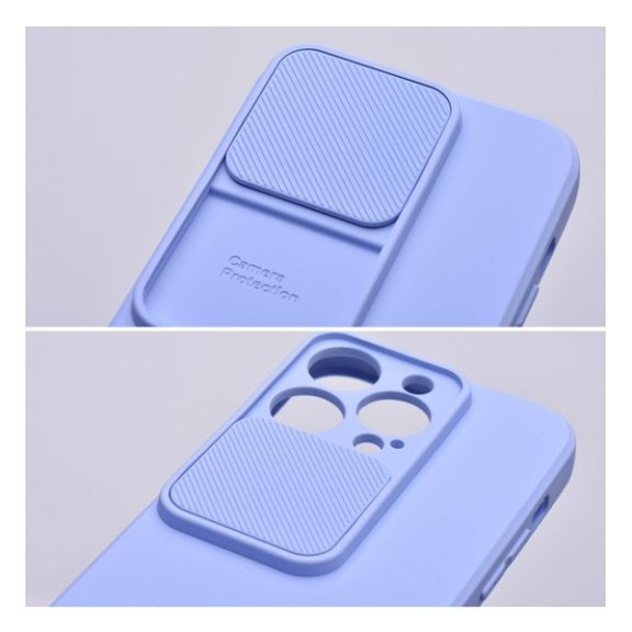 Slide Apple iPhone 14 Plus, kameravédős szilikon tok, levendula