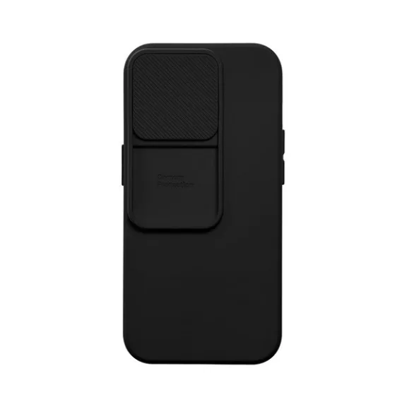 Slide Apple iPhone 14 Pro, kameravédős szilikon tok, fekete