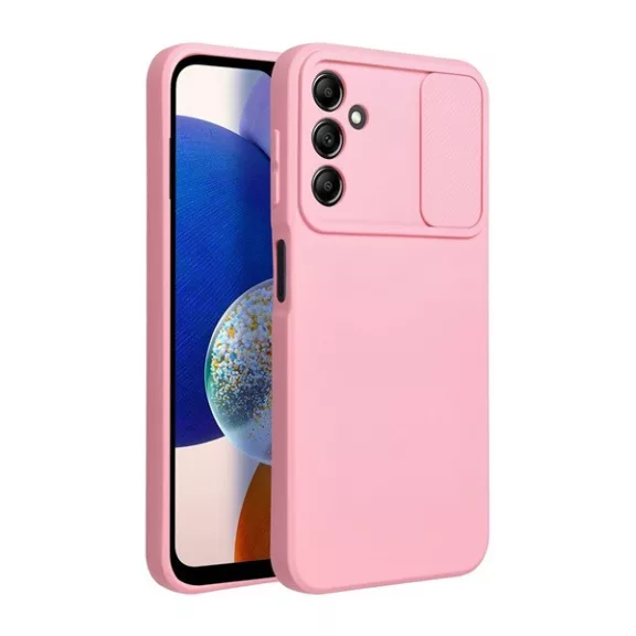 Slide Samsung Galaxy A14 5G/A14 4G, kameravédős szilikon tok, rózsaszín