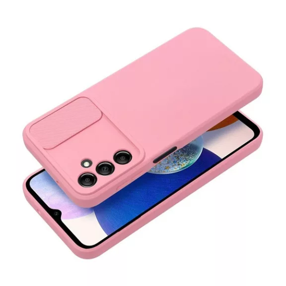 Slide Samsung Galaxy A14 5G/A14 4G, kameravédős szilikon tok, rózsaszín