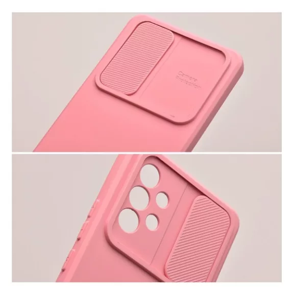 Slide Samsung Galaxy A14 5G/A14 4G, kameravédős szilikon tok, rózsaszín
